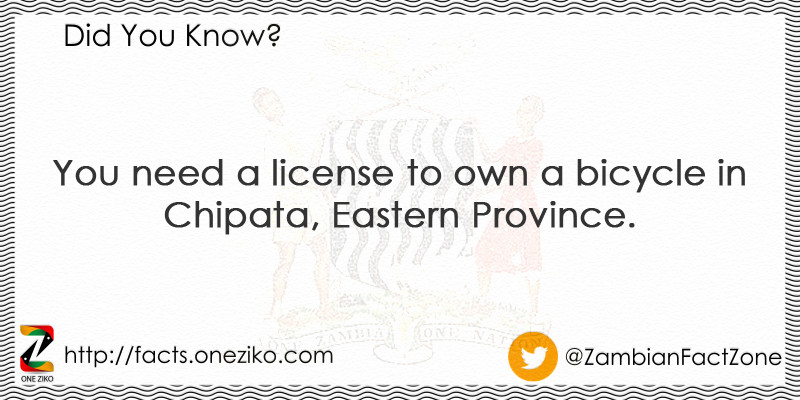 You need a license to own a bicycle in Chipata, Ea...