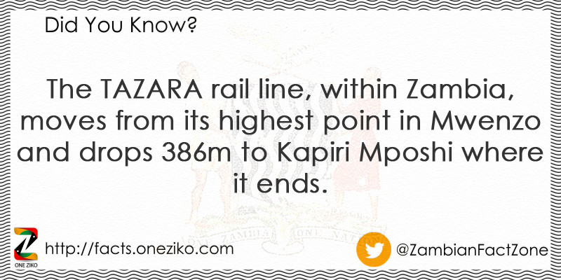 The TAZARA rail line, within Zambia, moves from it...