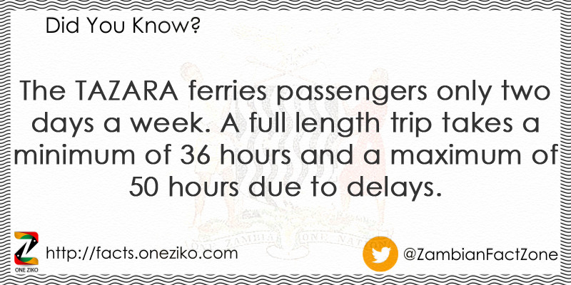 The TAZARA ferries passengers only two days a week...