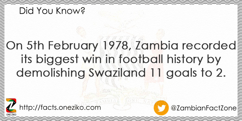 On 5th February 1978, Zambia recorded its biggest...