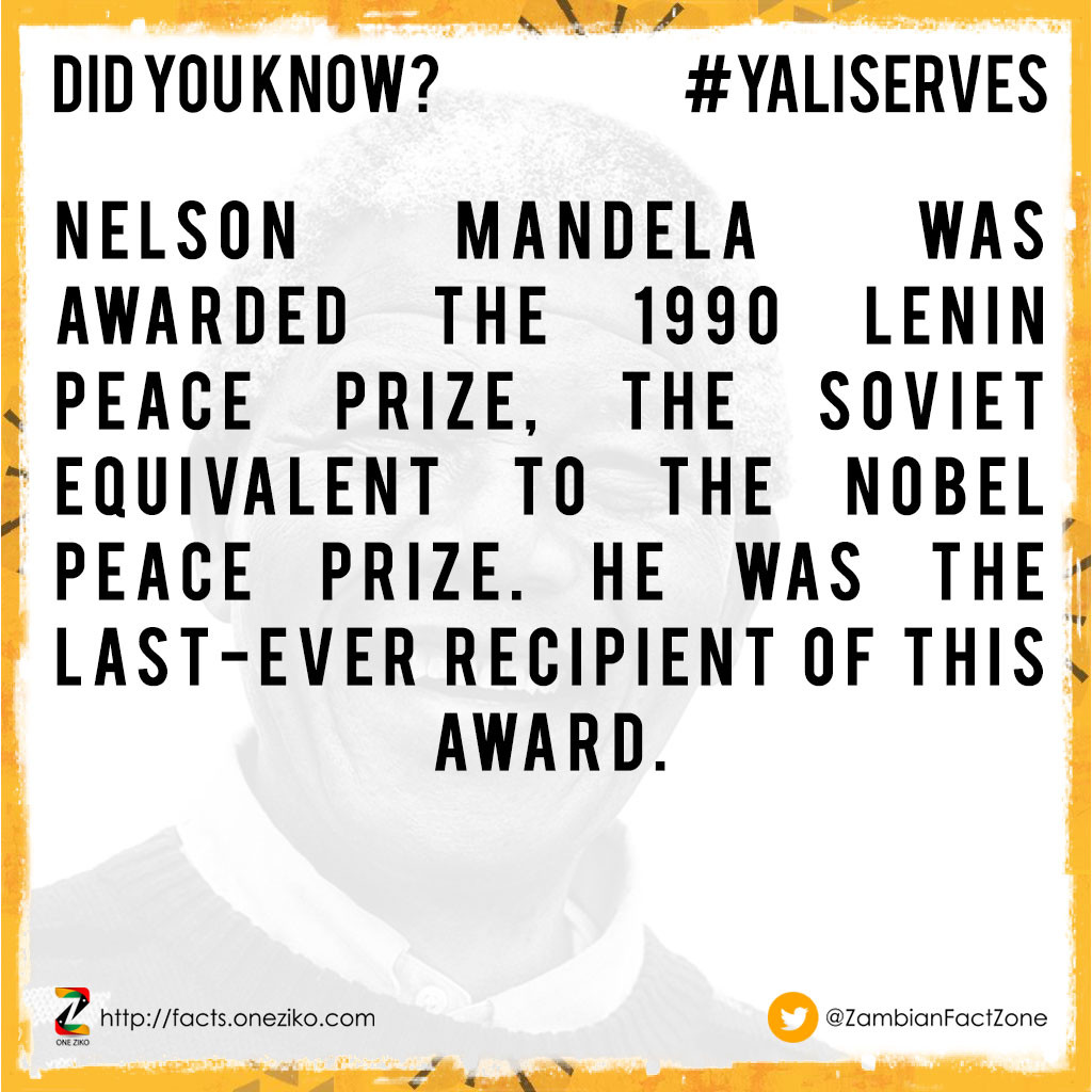 Nelson Mandela was awarded the 1990 Lenin Peace Pr...