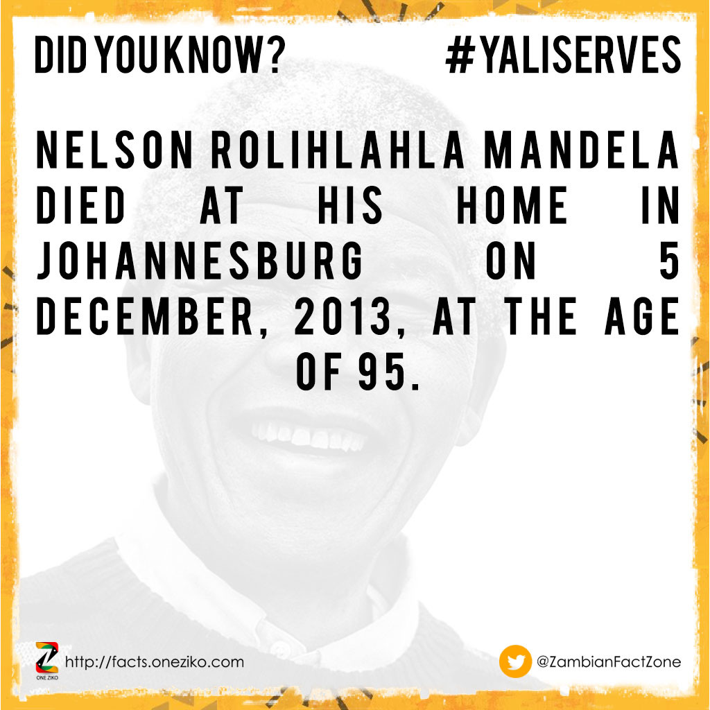 Nelson Rolihlahla Mandela died at his home in Joha...